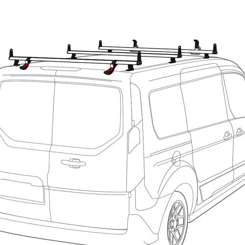 Vantech Ford Transit Connect 2014+ - 3 Bar Aluminum Ladder Rack w/Side Stops J2203 2